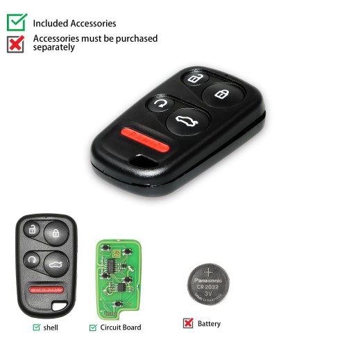XHORSE XKHO03EN Universal Remote Key Fob for VVDI Key Tool with Remote Start and Trunk Button
