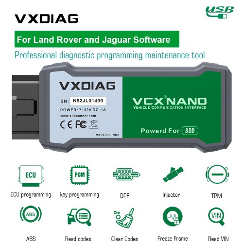 V164 VXDiag VCX NANO für Land Rover and Jaguar mit JLR SDD Software