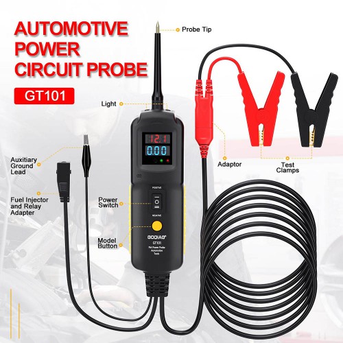 GODIAG GT101 PIRT DC 6-40V Vehicles Electrical System Diagnosis/ Fuel Injector Cleaning and Testing/ Current Detection/Relay Testing