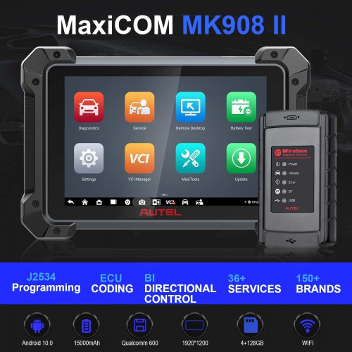2024 Original Autel MaxiCOM MK908 II OE-Level Full Systems Automotive Diagnostic Tablet Support Active Test Upgraded Version of Autel MK908