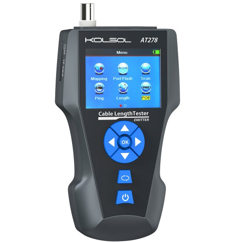 KOLSOL AT278 TDR Multi-functional LCD Network Cable Tester Tracker RJ45/RJ11/BNC/Metal Cable/PING/POE Cable Length Test With Port Flashing