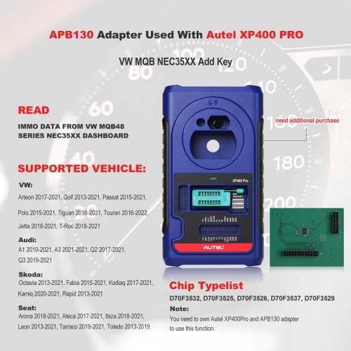 2024 Autel APB130 Adapter Add Key VW MQB NEC35XX Work with XP400 PRO
