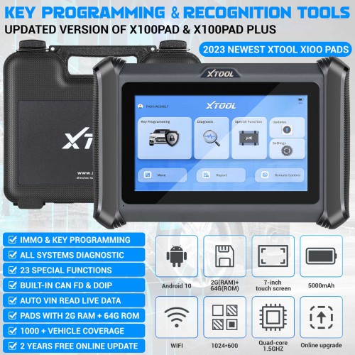 2024 XTOOL X100 PAD S Key Programmer with Built-in CAN FD DOIP Supports 23 Service Functions Replace X100 PAD 2 Years Update
