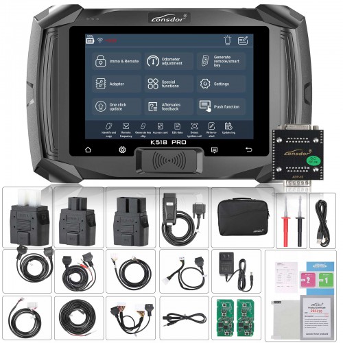 2024 Lonsdor K518 Pro Universal Key Programmer with 2xLT20, Toyota FP30 Cable, Nissan 40 BCM Cable, JCD, JLR and ADP Adapter Supports GM CAN FD