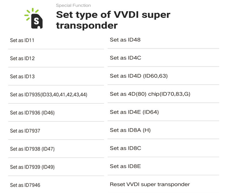 5. Set type of vvdi super chip