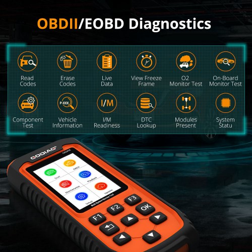 GODIAG GD202 OBD2 Diagnostic Tool ABS Airbag SAS EPB Oil DPF TPMS TPS BRT Reset Code Reader OBDII Automotive Scanner Free Update 3 Years