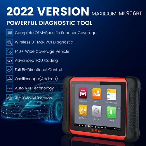 [German Version] Original Autel MaxiCOM MK906BT OBD2 Diagnostic Scanner with Bluetooth VCI Box Upgraded Version of Maxisys MS906BT