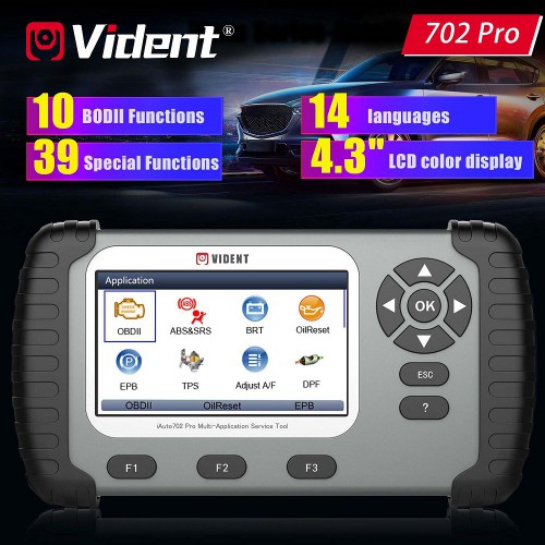 German Version VIDENT iAuto 702 Pro Multi-applicaton Service Tool Support ABS/SRS/EPB/DPF Update to 39 Maintenances 3 Years Free Update Online