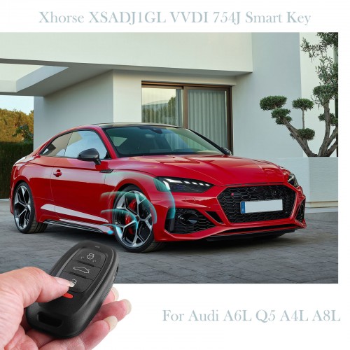 Xhorse VVDI Audi 754J Smart Key XSADJ1GL Works with VVDI Audi BCM2 Adapter Support 315MHz 433MHz 868MHz for Audi A6 Q5 A4L A8L