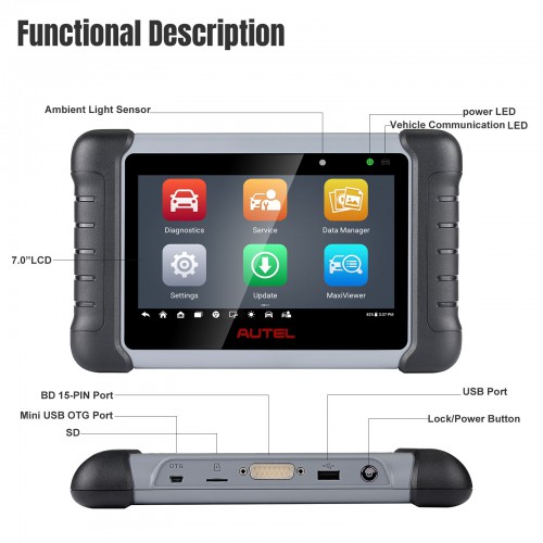 100% Original Autel MaxiCOM MK808Z (Same as MX808) OBD2 Diagnostic Scan Tool with All System and Service Functions