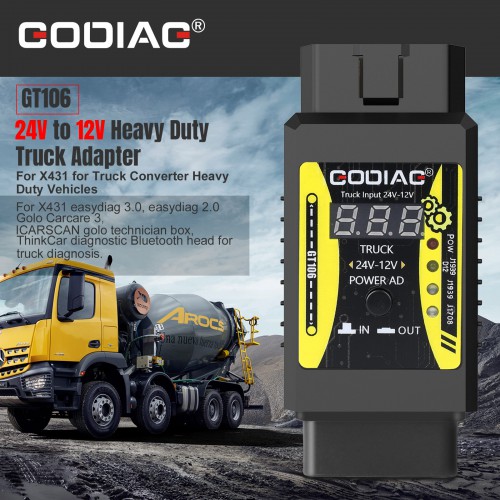2024 GODIAG GT106 24V to 12V Heavy Duty Truck Adapter for X431 for Truck Converter Heavy Duty Vehicles Diagnosis