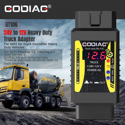 2024 GODIAG GT106 24V to 12V Heavy Duty Truck Adapter for X431 for Truck Converter Heavy Duty Vehicles Diagnosis