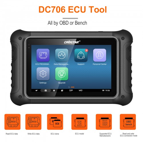 OBDSTAR DC706 ECU Tool Full Version for Car and Motorcycle ECM & TCM & BODY & Clone by OBD or BENCH