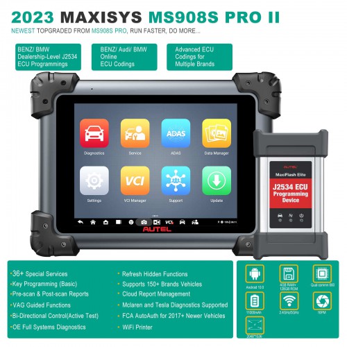 Autel MaxiSys MS908S Pro II Automotive Full System Diagnostic Tool with J2534 ECU Programming