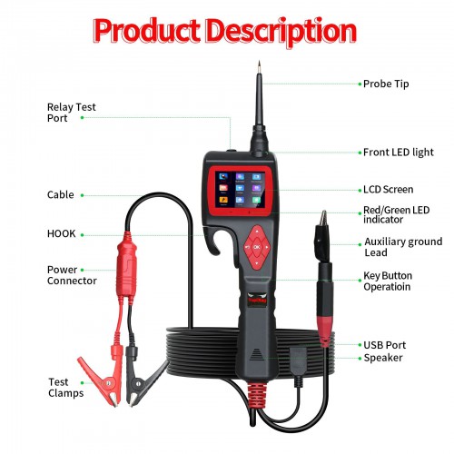 JDiag P200 Automotive Electrical Circuit System Tester for Car Truck Motorcycle Boat Free Shipping