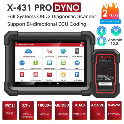 Launch X431 PRO DYNO Bidirectional Diagnostic Scanner Supports CAN FD DoIP ECU Coding, FCA and 37 Special Functions EU Version