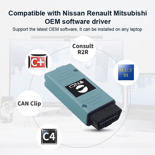 VNCI RNM Nissan Renault Mitsubishi 3-in-1 Diagnostic Tool Compatible with Original Drivers Supports USB, WiFi and WLAN
