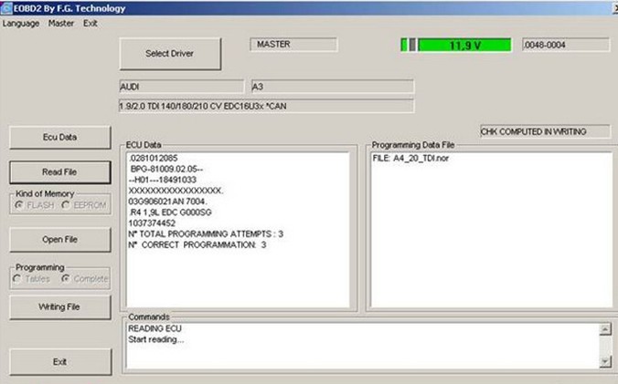 FG Tech Gattletto 2 master ebod2 Software Screen