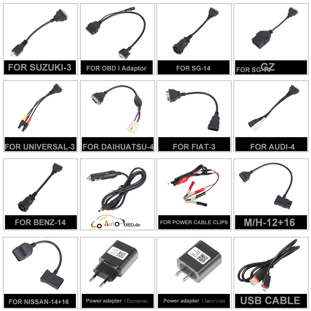 X431 V+ cables list