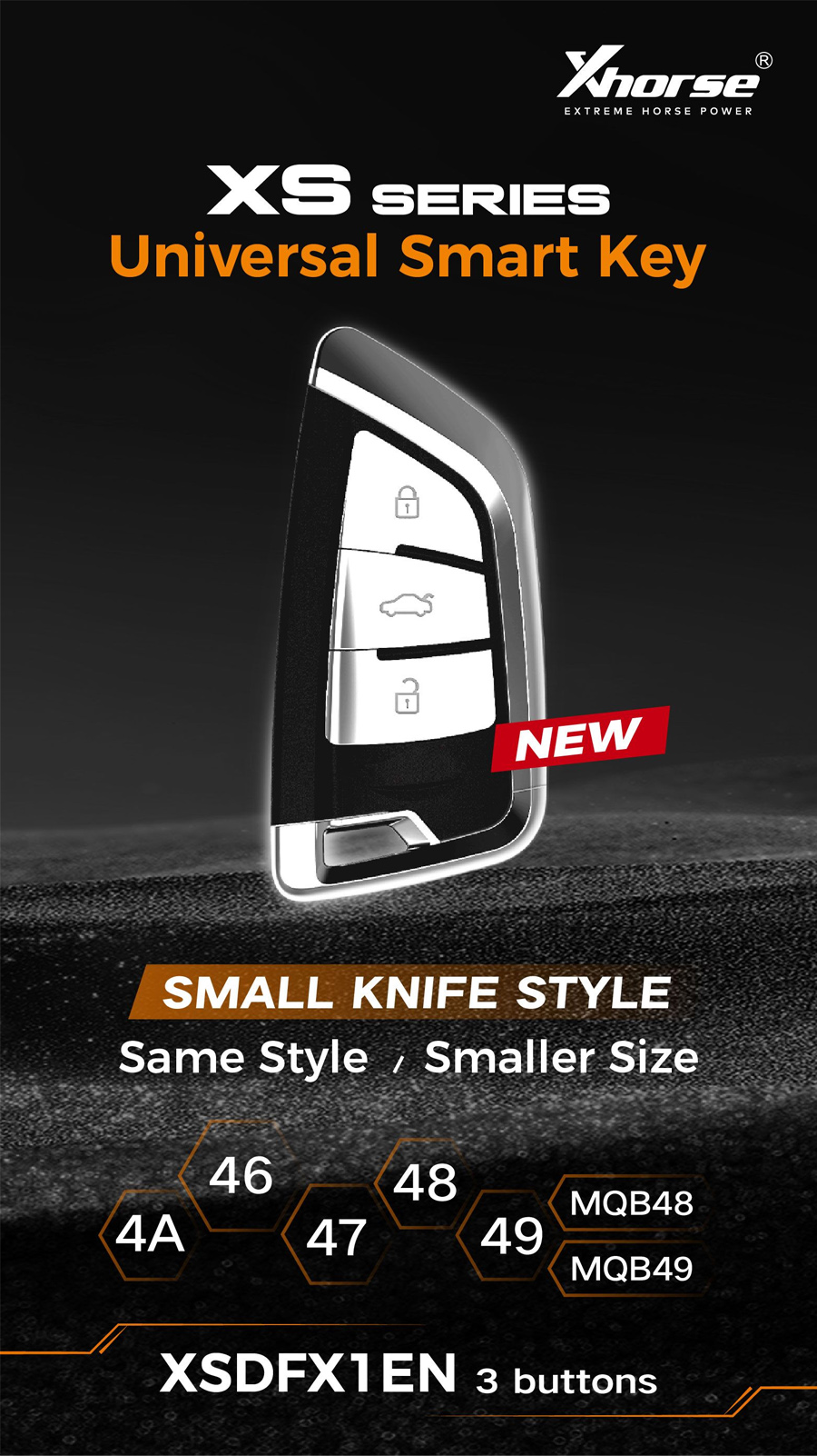 Xhorse XSDFX1EN 3 Buttons Knife Style Universal Smart Key
