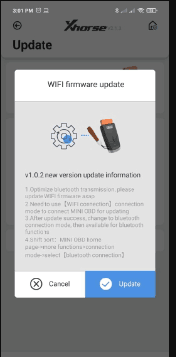 xhorse app to update the firmware, but failed