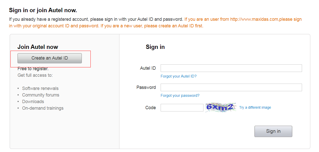 Create an Autel ID