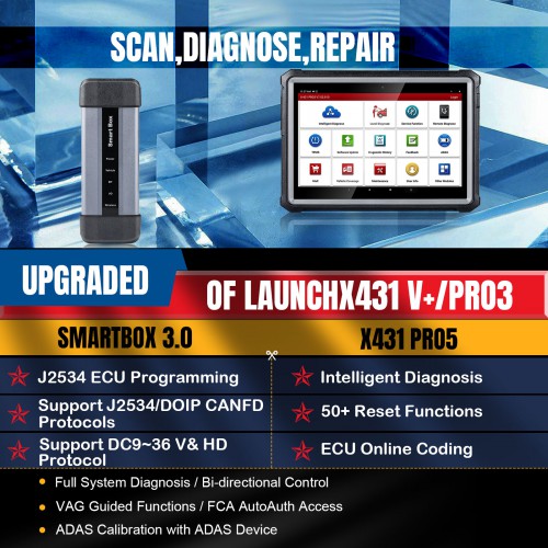 2024 LAUNCH X431 PRO5 PRO 5 Automotive Full System OBD2 Scanner Intelligent Diagnosis Tool 2 Years Free Update